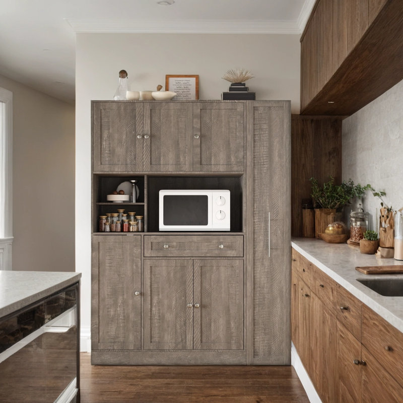 Buffet escamotable, armoire de rangement extra-profonde pour cuisine / salle à manger, Brown
