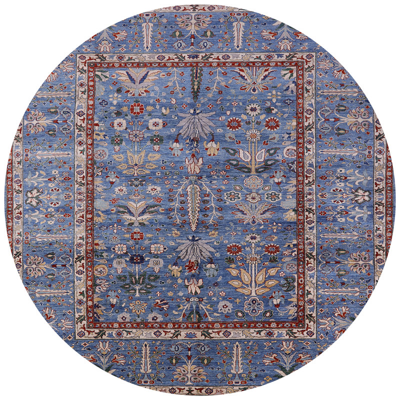 Tapis oriental rouge / bleu / ivoire Hansville, Rond 5 pi