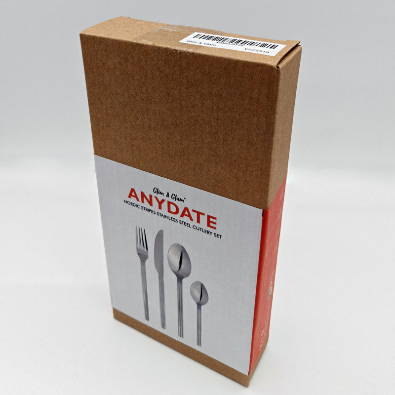 Cutlery Set Fork Spoon 16pc Sets Anydate Nordic Stripes