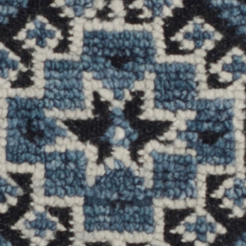 Tapis bleu marine en laine / coton noué à la main Baum, Rectangle 6 pi x 9 pi