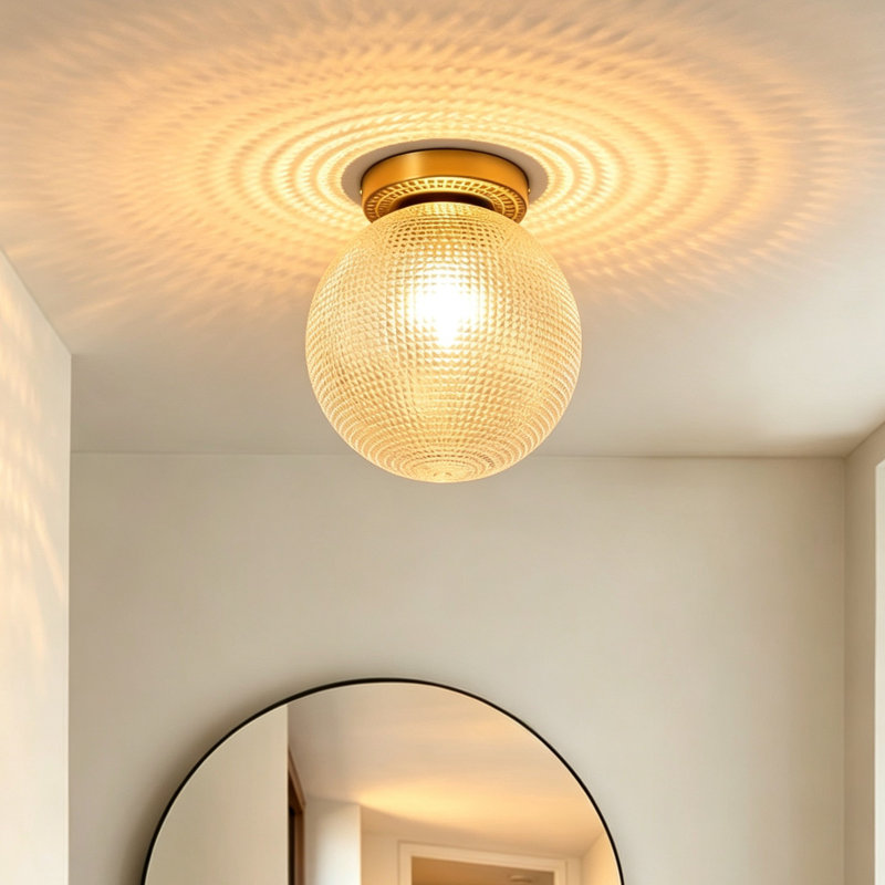 Plafonnier encastré en verre 1 lumière