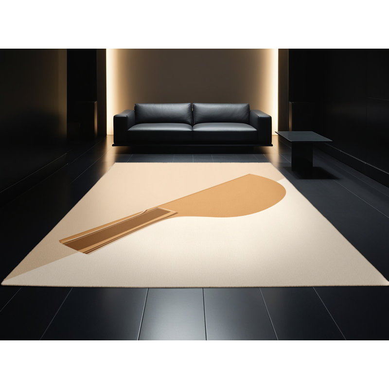 Tapis de raquette de tennis de table minimaliste beige lavable à la machine - Reliure beige, 2 x 5