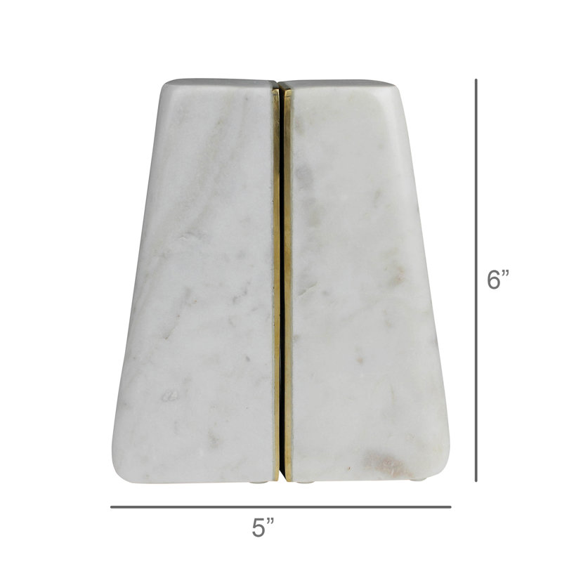 Cara Marble Bookend Pair With Brass Edges