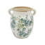 Vase floral en céramique à deux poignées avec finition craquelée, H 9,6 po, bleu / crème / vert