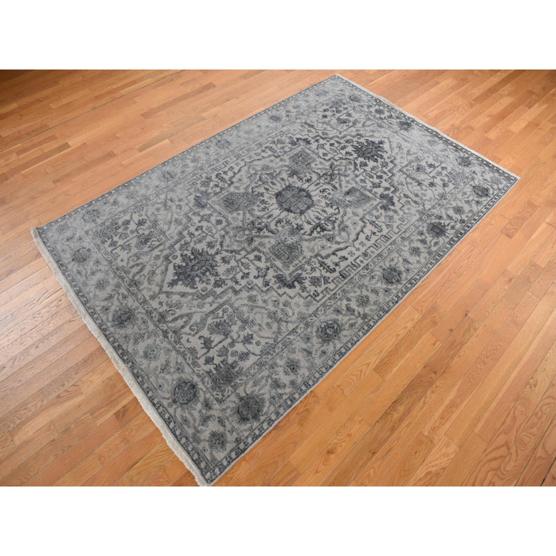 Tapis gris nouvel âge en laine 6 pi x 9 pi 2 po Capriles