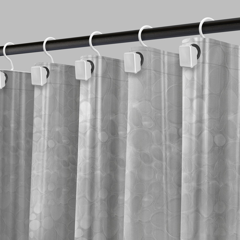 Doublure de douche en caillou en PEVA à oeillets magnétiques transparents avec œillets de 72 po x 72 po Acento Acento