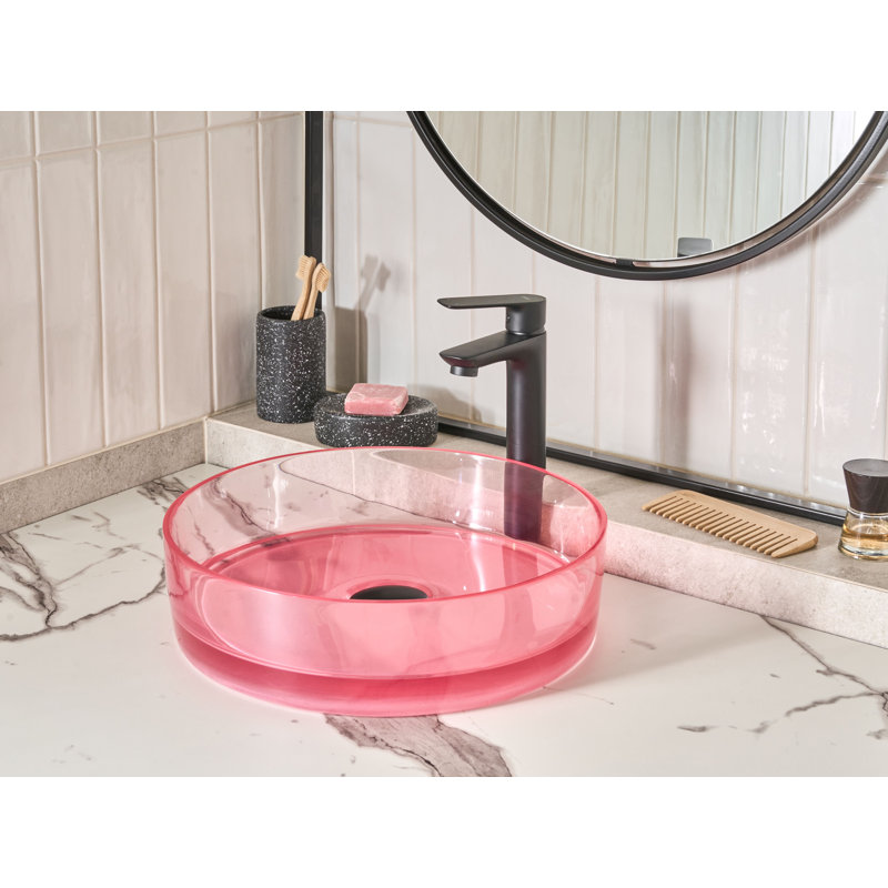 Ivy Bronx 360mm L x 360mm W Natural Acrylic Circular Sink, Pink