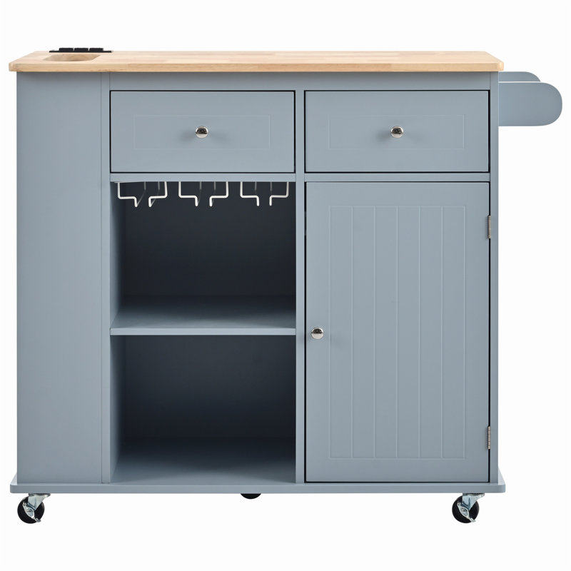 Versatile Kitchen Island with Multiple Functionalities for Home and Dining, Blue