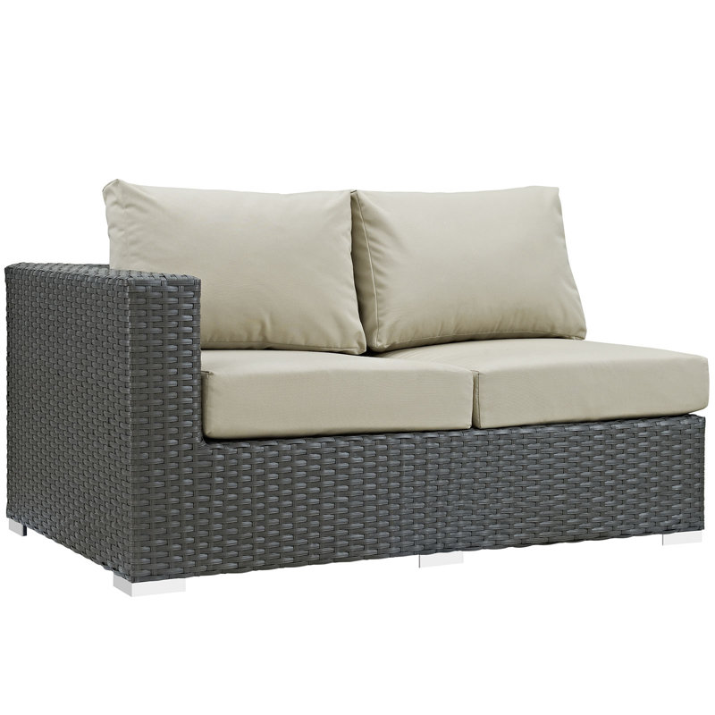 Modway Stopover Outdoor Patio Sunbrella Left Arm Loveseat, Antique Beige Sunbrella® Canvas