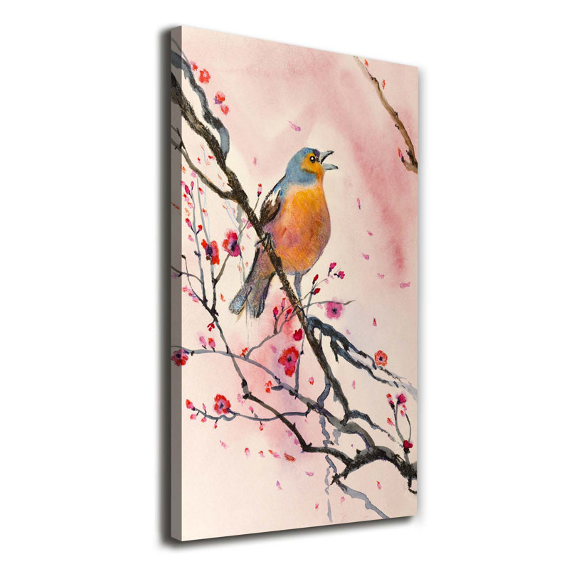 Bird On A Branch - Wrapped Canvas Print