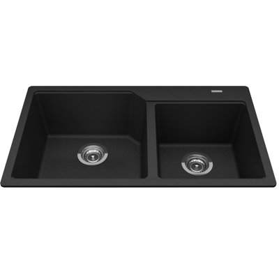 33.88'' L Double Bowl Granite Kitchen Sink