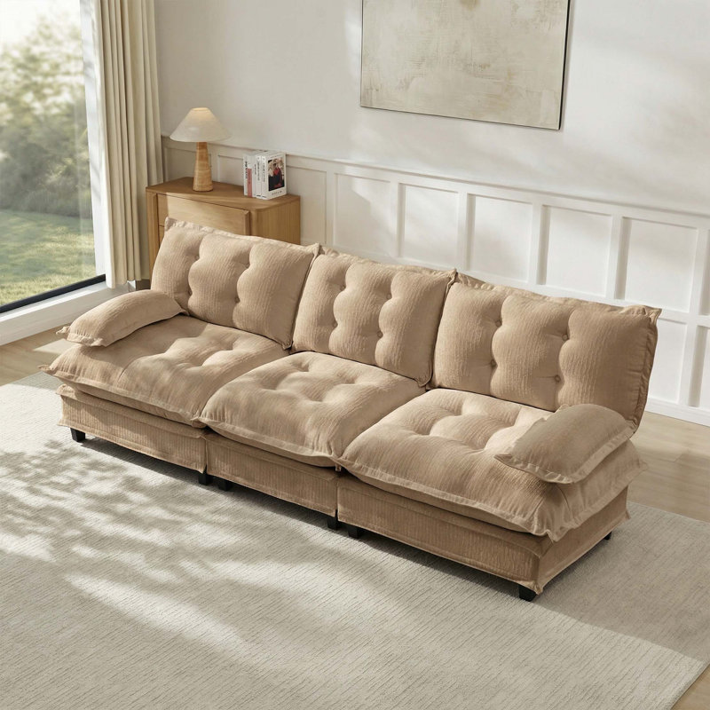 Canapé modulaire moderne avec siège profond et revêtement en chenille respirant, H 35,4 po x l 107,8 po x P 33,8 po