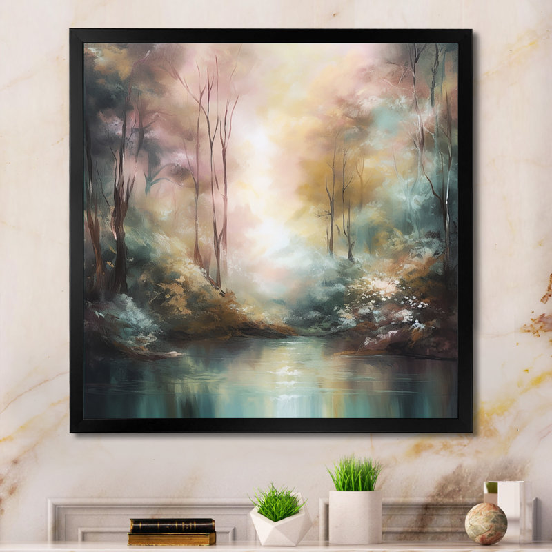 «Whimsical Stream - Print», Cadre simple noir, H 16 po x l 16 po x P 1 po