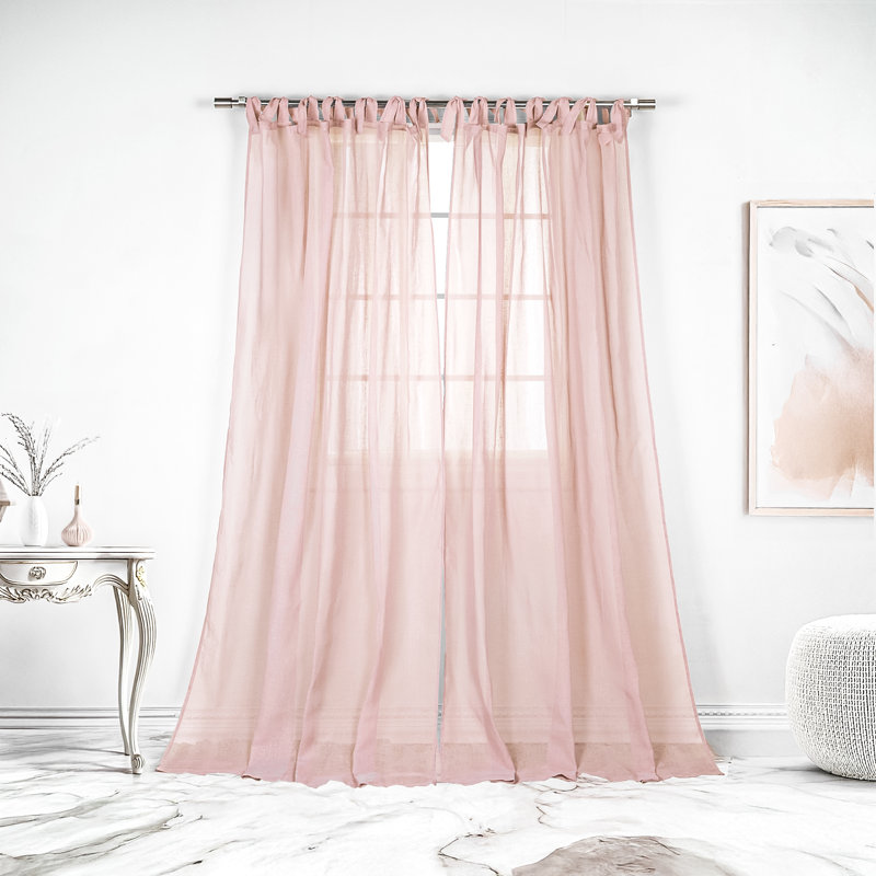 Paire de rideaux semi-transparents avec passants Elyse One Allium Way®, Rose, L 58 po x L 96 po