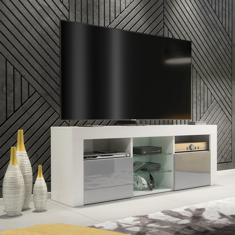 Searah Unfinished TV Stand for TVs up to 48", White/Grey