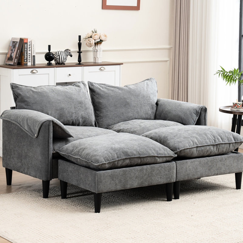 Convertible avec rangement en gris - 2 pour le salon, la chambre à coucher, le bureau, les petits espaces et les espaces compacts à la mode