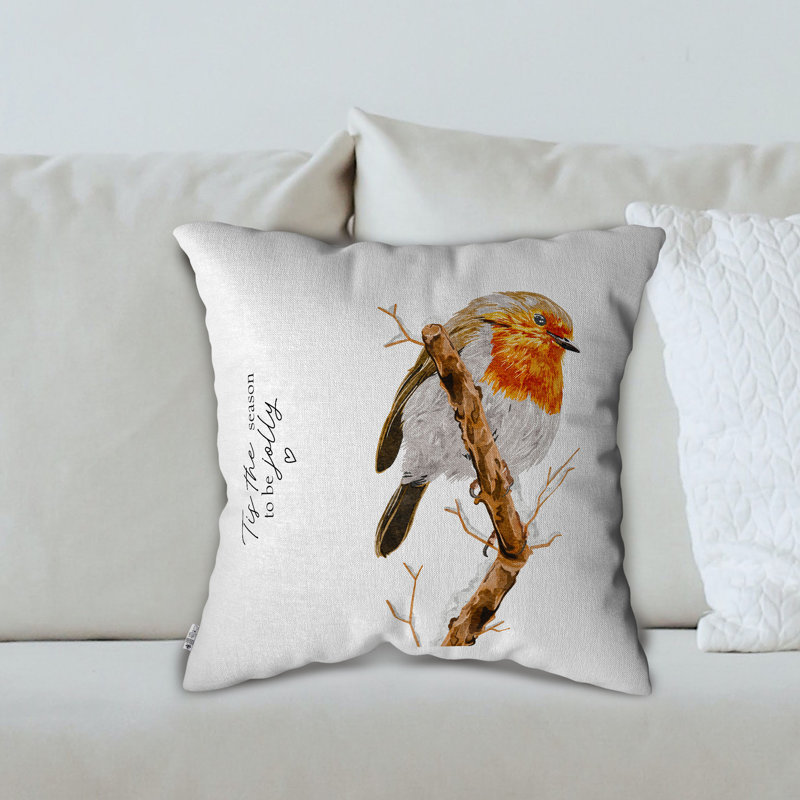 Square Euro Cushion Cover, White Autumn Birds