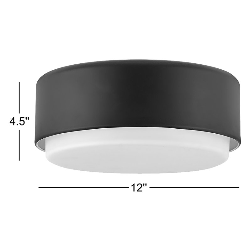 Plafonnier encastré 2 lumières 12 po Fitzgerald, Noir