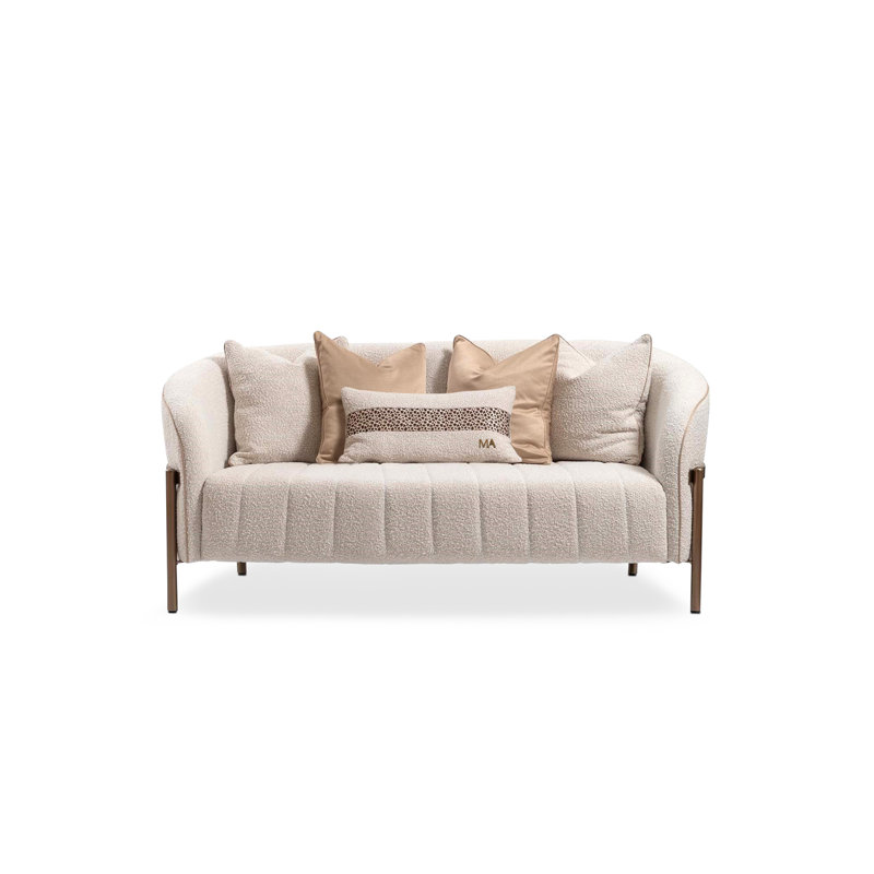 Lisbon Bouclé Loveseat - Oyster/Matte Bronze