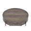 Table basse d'appoint brune et champagne avec 1 tiroir, base en métal x, placage de chêne, dimensions 32 x 32 - compartiment de tiroir, forme de tube cylindrique, 32 x 32 x 16