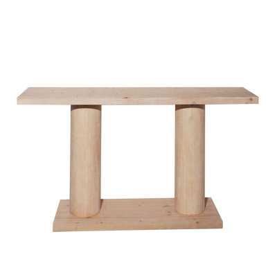 59In Modern Minimalist Wooden Console Table With Column Pedestal Design