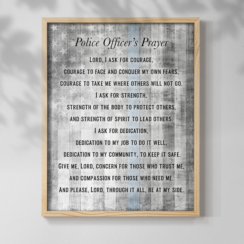 Police Prayer Framed Print - Solid Wood, Natural, 21" H x 17" W