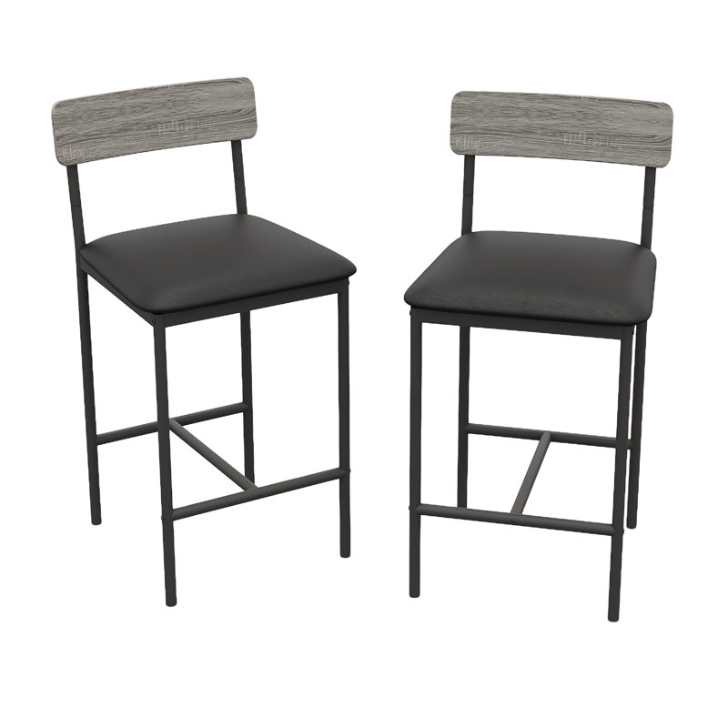 Counter Stool with Metal Frame, Black Seat/Grey Frame