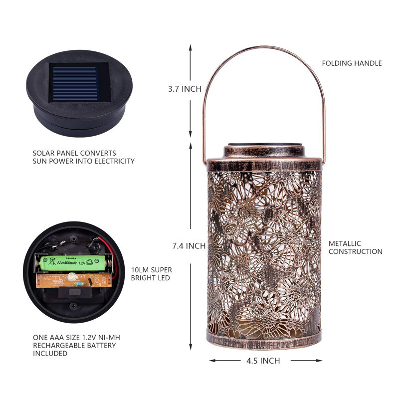 2 PCS Solar Powered Integrated LED Outdoor Lantern