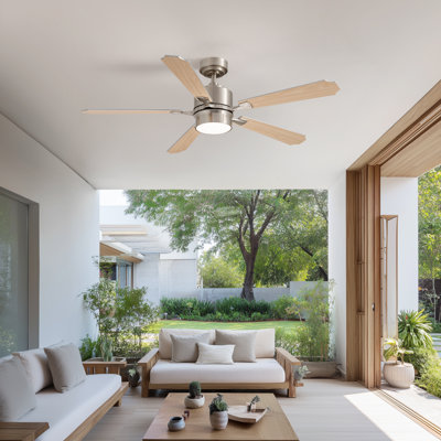 Ventilateur de plafond 52 po à intensité variable avec lumière, ventilateur de chambre à coucher avec moteur à courant continu réversible