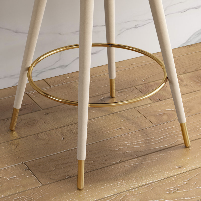 Bahena 360° Swivel Bar Stools, Upholstered 27.95'' Counter Stool (Set of 2), Beige