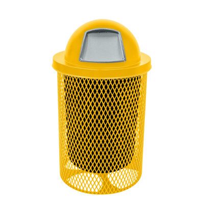 Coated Outdoor Furniture 32-Gal Trash Can, Textured Yellow, Expanded