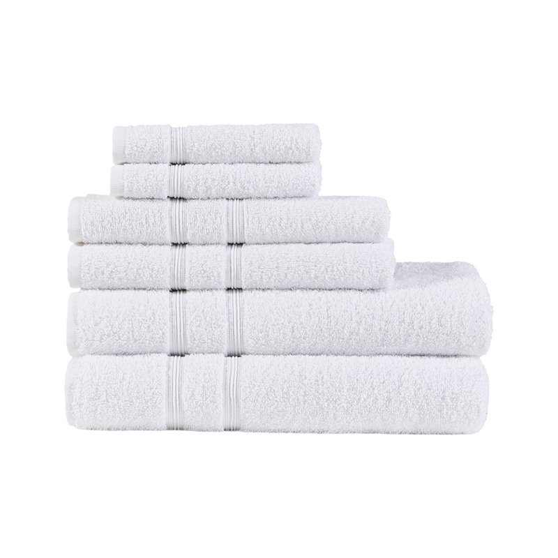  set of 100% Turkish cotton towels are soft and absorbent, 6 Piece Towel Set, White
