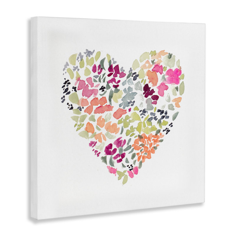 Toile en cœur pastel en fleurs, design par Lanie Loreth, H 36 po x l 36 po