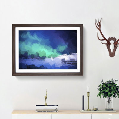 Aurora Borealis in Iceland in Abstract - Picture Frame Graphic Art Print on MDF