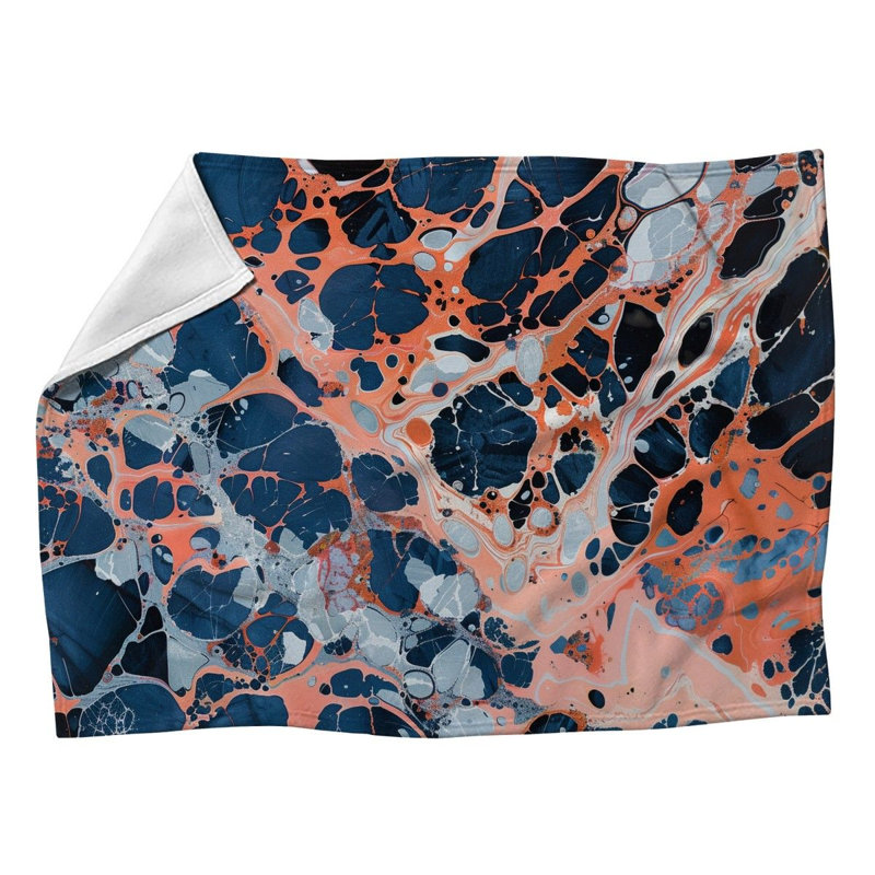 Jeté en molleton orange marbré - Jetés abstraits pour canapés ou lits, L 60 po x L 80 po