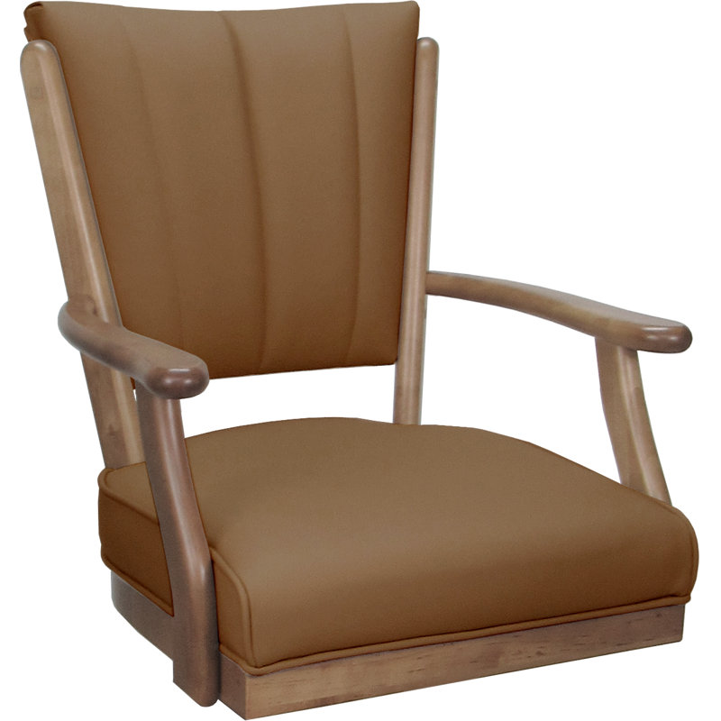 Leather Solid Wood Dining Caster Chair, Brown, Natural Wood