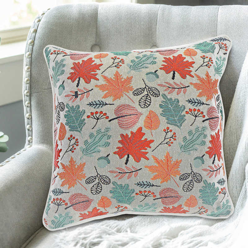 Coussin en tapisserie (feuilles tombantes) (18 x 18) - ensemble de 2