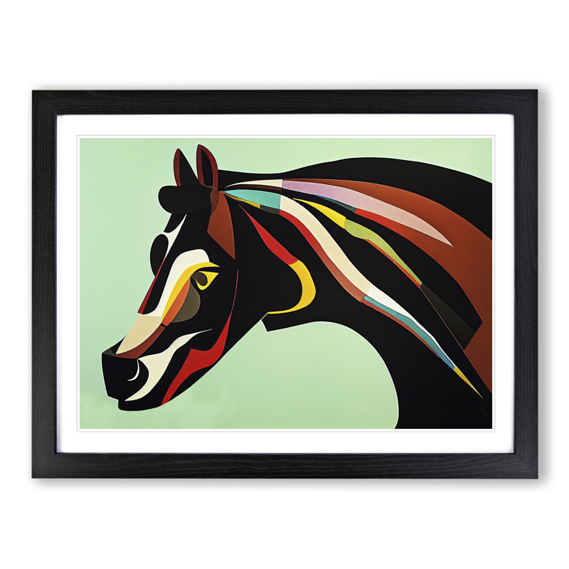 Sensational Horse Abstract - Framed Print, Black , 46cm H x 64cm W x 2cm D