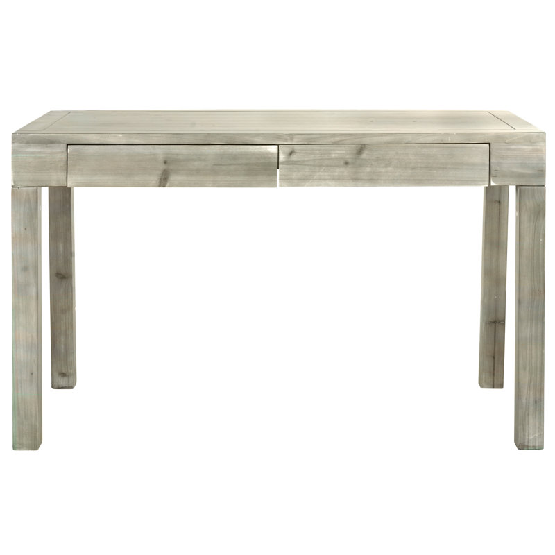 Evangelyne Solid Wood Solid Wood Writing Desk, Ash Gray