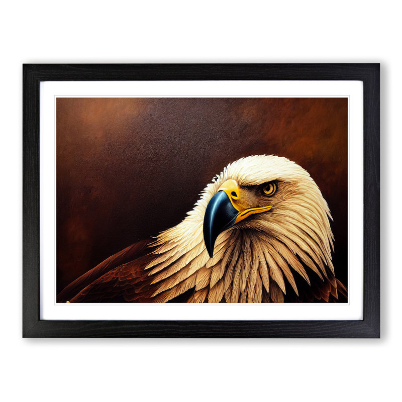 Entrancing Eagle Bird - Single Picture Frame Print, Black, 46cm H x 64cm W x 2cm D