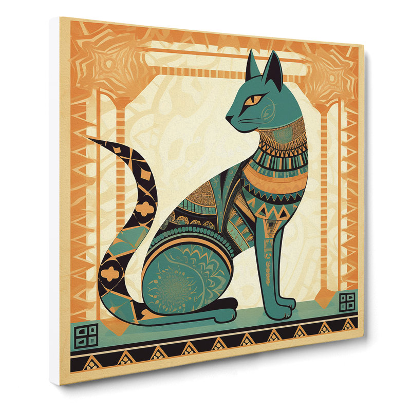 Egyptian Cat Art Deco - Wrapped Canvas, 50cm H x 50cm W x 3cm D
