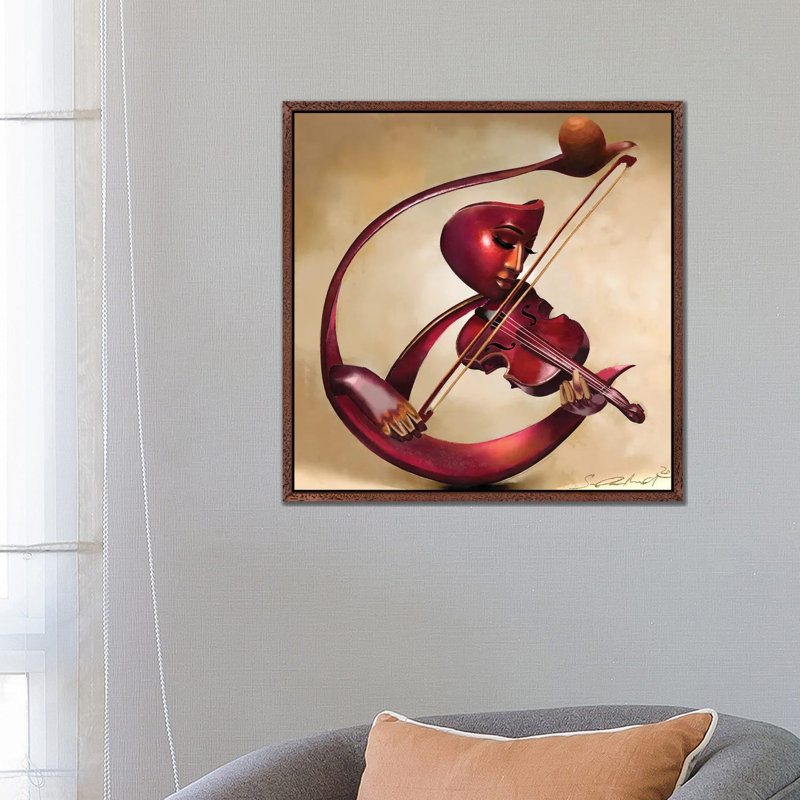 Ethereal Strings 1 Piece Painting on Canvas, 66.04cm H x 66.04cm W x 3.81cm D, Classic Brown Wood Floater Framed