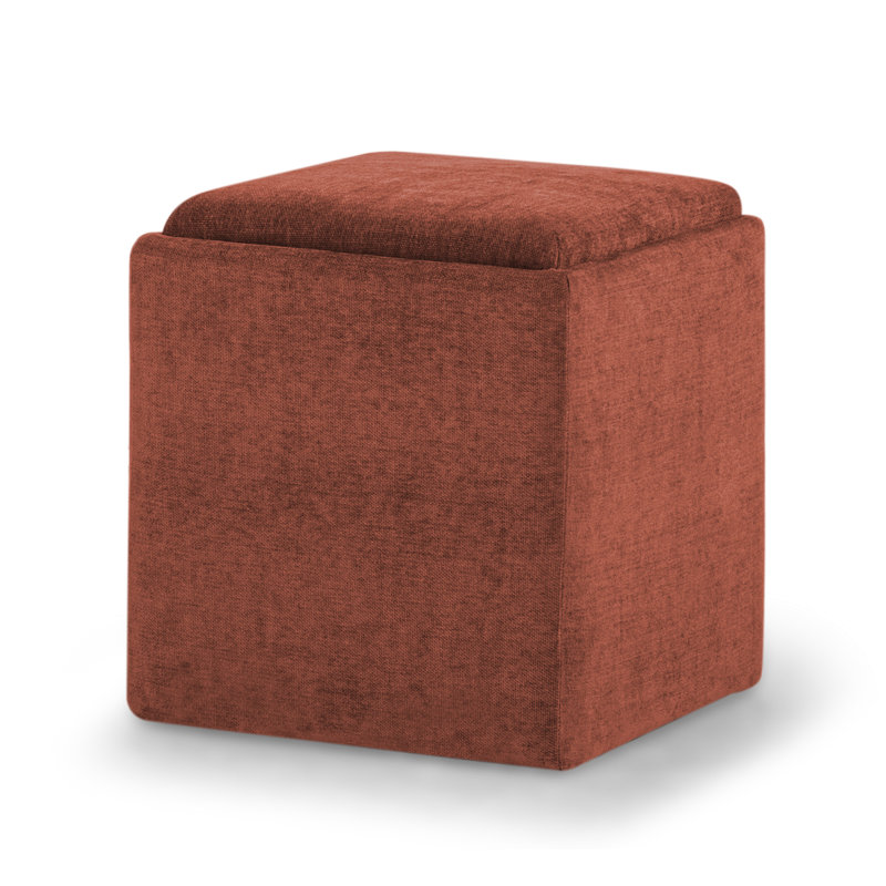 Repose-pieds carré 18 po avec rangement, Chenille nid d'abeille caramel