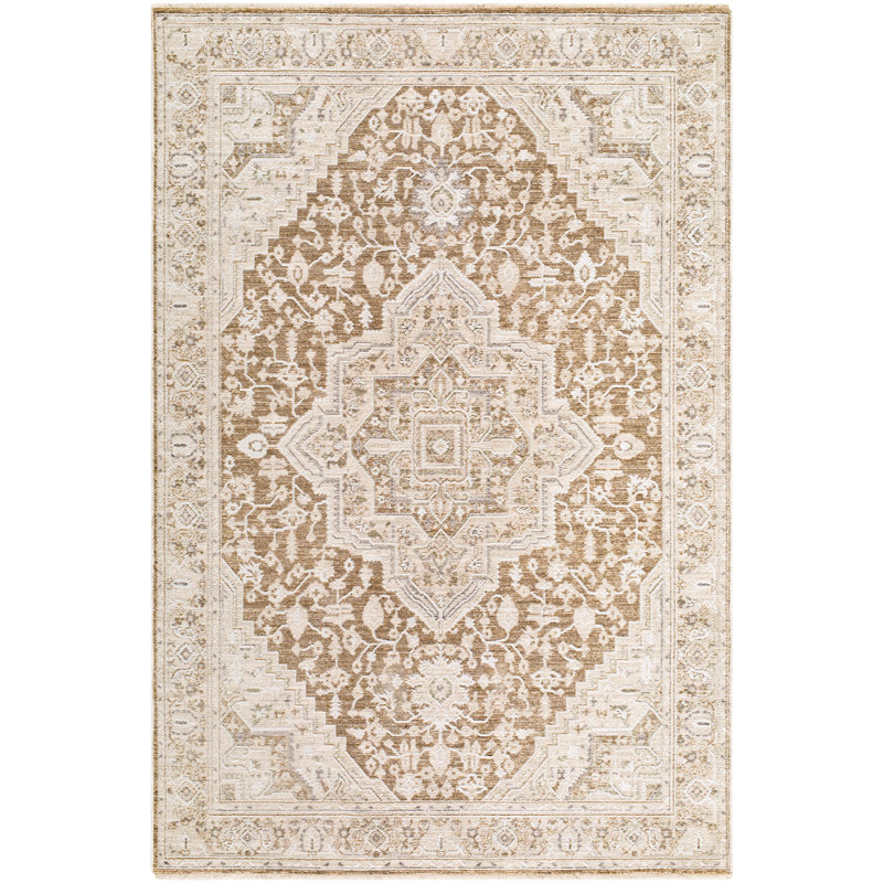 Tapis tissé à la machine Brynner, Rectangle 7 pi 10 po x 10 pi 2 po, Beige / brun clair / gris / vert / crème