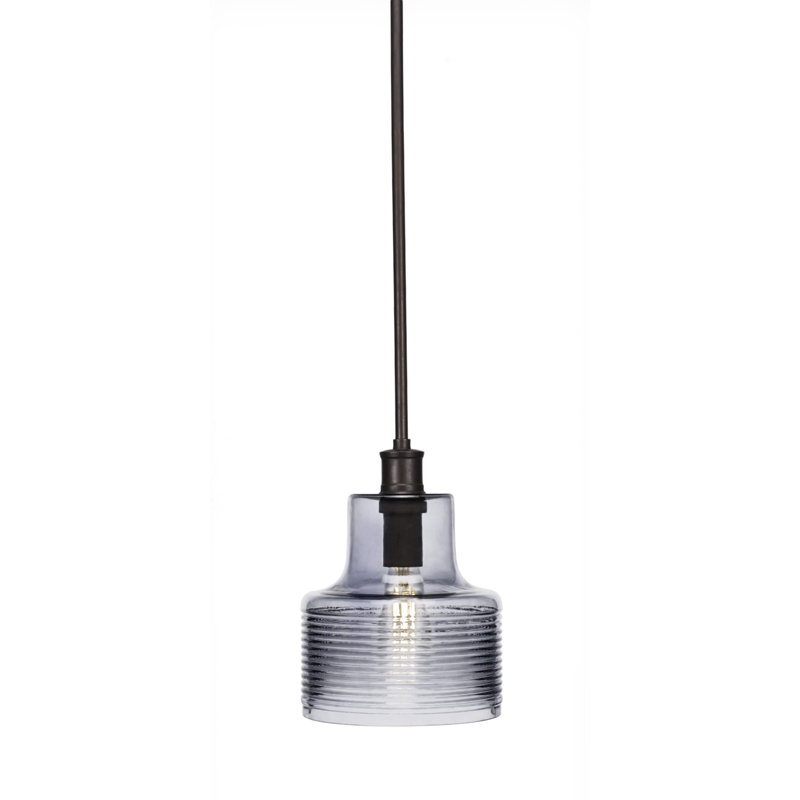 Boutin 1 Light Pendant Shown With 7.5" Glass, Bronze, Blue
