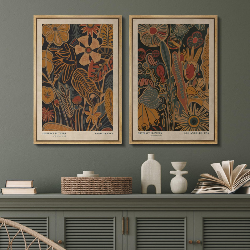 " Pastel Watercolor Blue Mountain Range Wall Pictures Modern Art Decor Rustic Minimal Bedroom " 2 - Pieces on Canvas