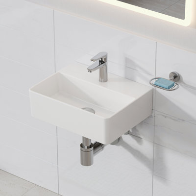Belfry Bathroom 390mm L x 300mm W White Ceramic Rectangular Sink with Overflow