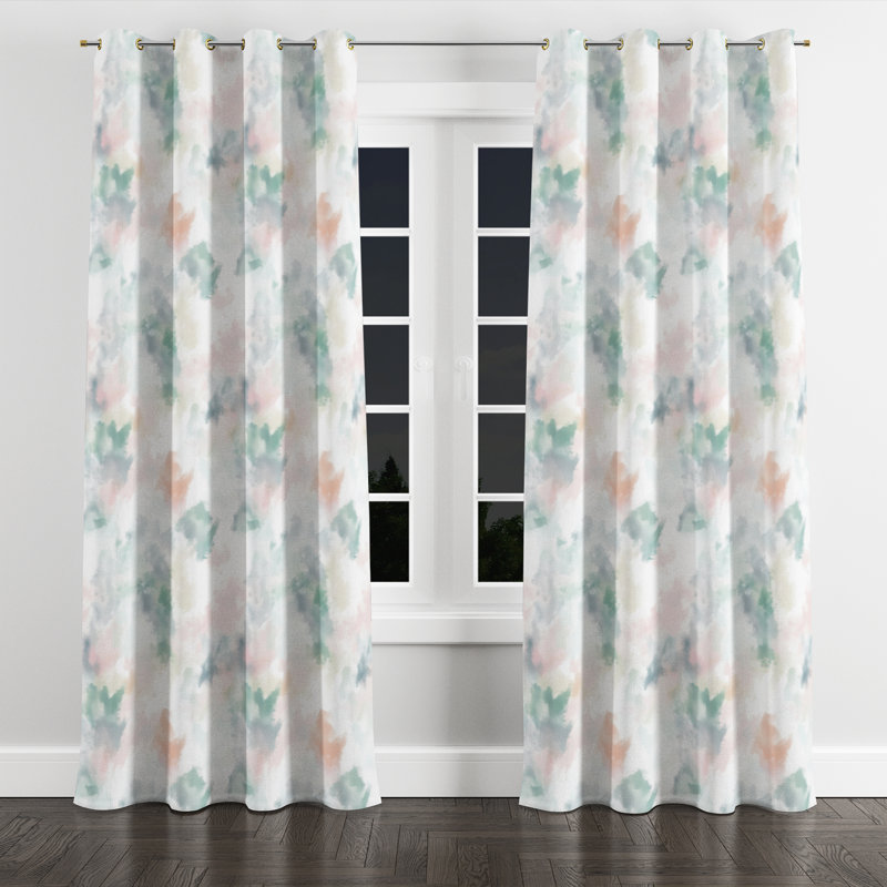 Abstract Room Darkening Curtains - Modern Babloo Grommet Curtain - 1 Panel, Gold Grommets, 52" W x 90" L