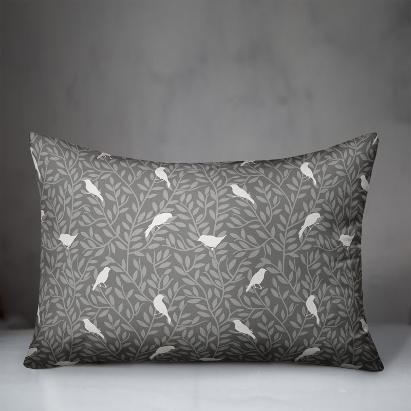 Coussin décoratif intérieur / extérieur en polyester à imprimé animal, Gris, H 14 po x l 20 po