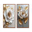 Ensemble de 2 pièces d'art mural pivoines dorées et blanches-2128452236-2128452235